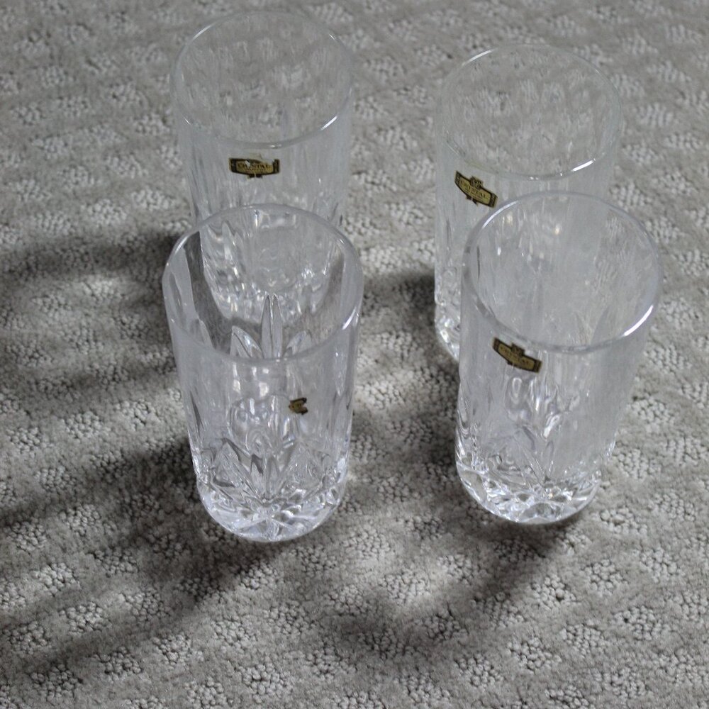 Set of 4 Crystal Zajecar Glass Tumbler 24% Lead Heavy Duty Glassware EUC